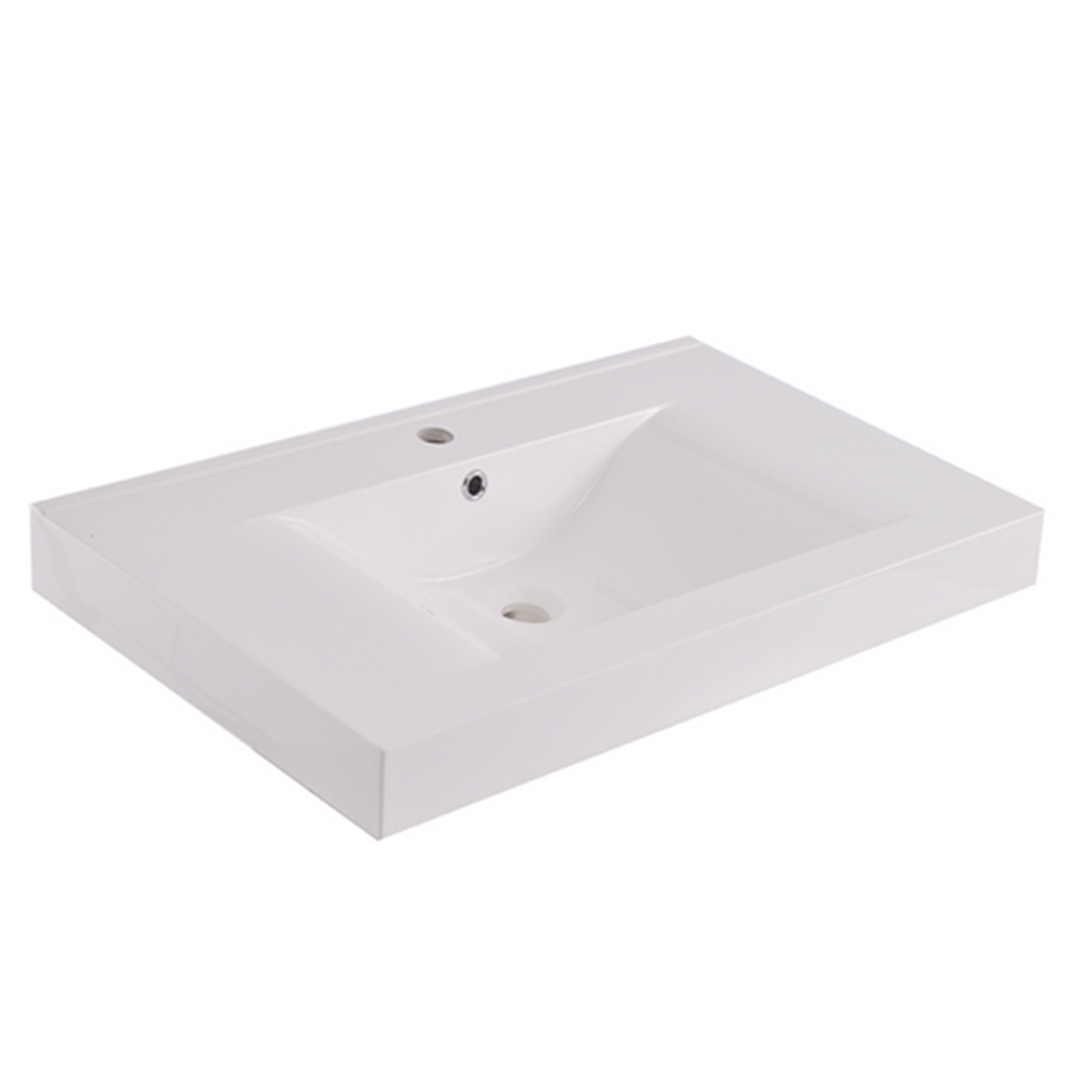 Wiesbaden Tigris Wastafel 80cm Kunstmarmer Glans Wit